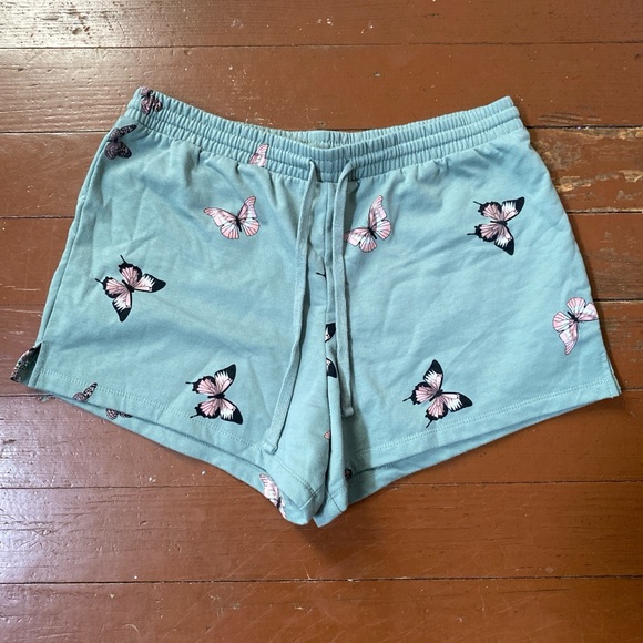 Belle Du Jour Green Drawstring Butterfly Print Shorts XL - Picture 1 of 6